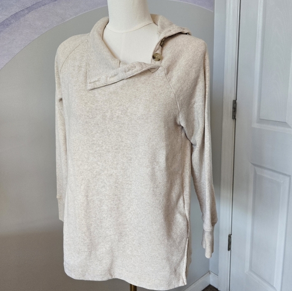J. Crew | Small | Beige Button Neck Collar Pullover Sweater - Picture 1 of 11